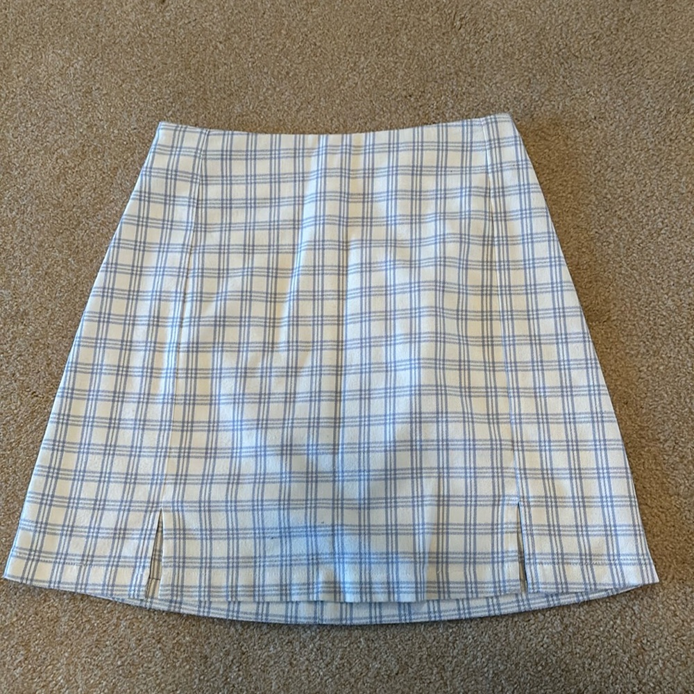 Brandy Melville blue and white checked skirt